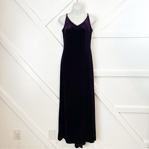 Betsy & Adam by Jaslene Eggplant Velvet Maxi Slip Dress, 8